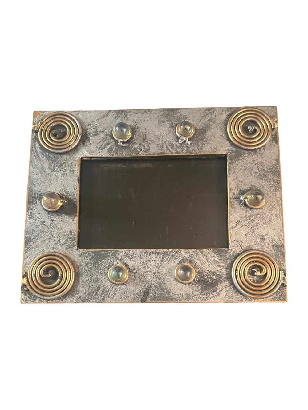 Vintage Handcrafted Silver and Gold Spiral Photo Frame, Signed Carlos Cortes